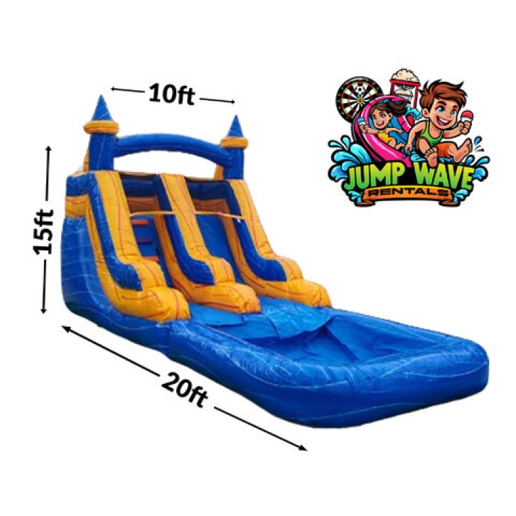 15Ft Royal Adventure Orange Blue Slide with Pool (Wet or D 15Ft Royal Adventure Orange Blue Slide with Pool (Wet or D