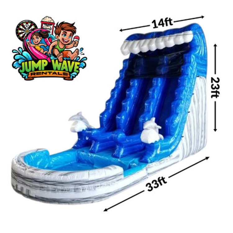 23Ft Double Dolphin Dash Dual Lane Slide with Pool (Wet or 23Ft Double Dolphin Dash Dual Lane Slide with Pool (Wet or