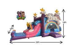 12Ft Magical Unicorn Dual Lane Combo Slide (Wet or Dry)